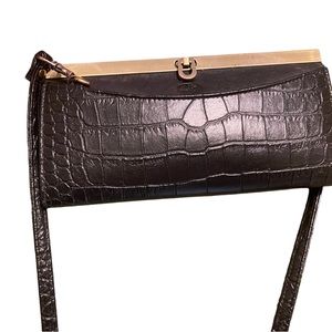 Buxton black leather wallet clutch purse strap used